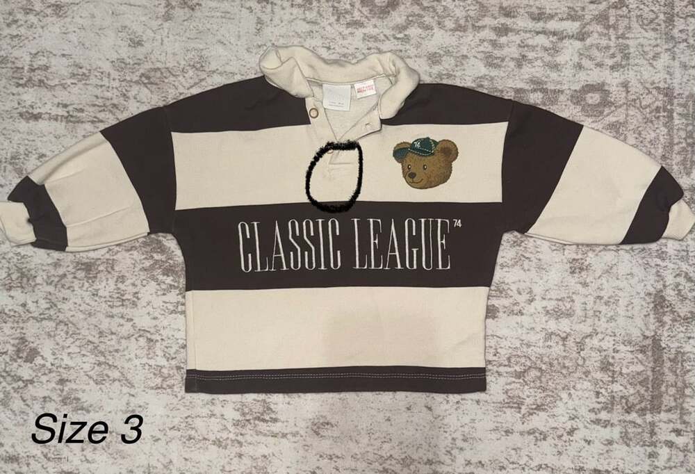 Size 3 
Zara Striped Embroidered Polo Sweatshirt